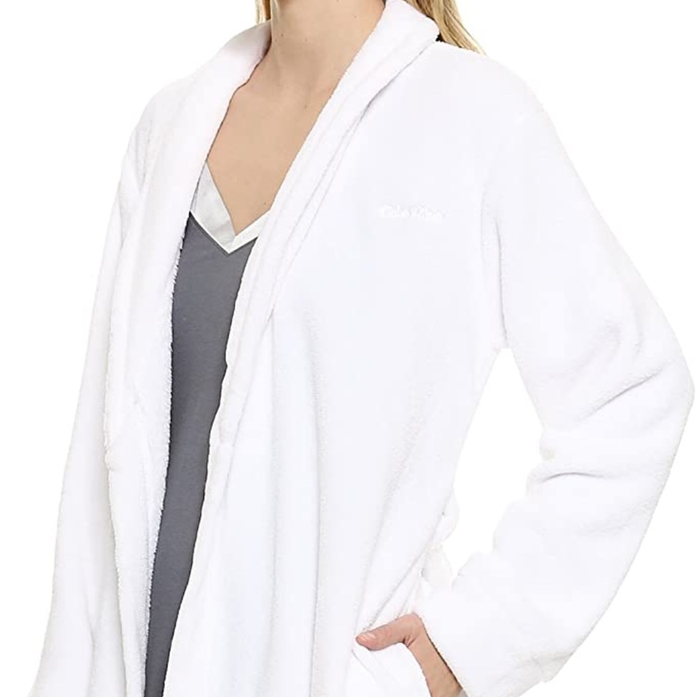 Calvin Klein white plush fleece bathrobe - Sz M/L, New with tags - Picture 7 of 7